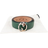 Gucci Green Leather Interlocking G Buckle Belt