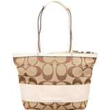 Coach Monogram Signature Stripe Tote Shoulder Bag