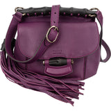 Gucci Pebbled Leather Bamboo Tassel Flap Crossbody Bag