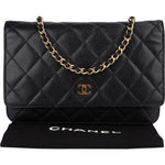 Chanel Quilted Caviar Leather Wallet On Chain Crossbody Bag - vintageandkickz