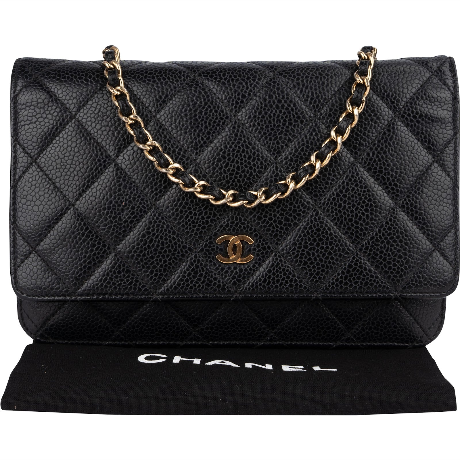 Chanel Quilted Caviar Leather Wallet On Chain Crossbody Bag - vintageandkickz