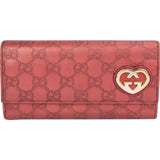 Gucci Metallic Guccissima Leather Lovely Heart Continental Wallet