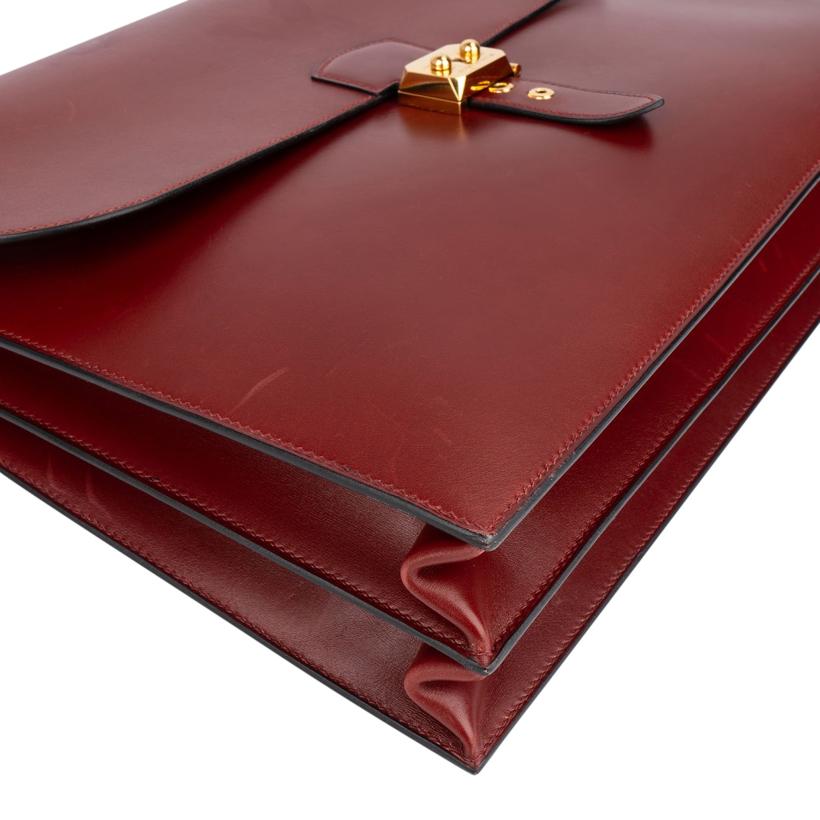 Hermès Bordeaux Leather Depeches Briefcase Handbag xx stempel /1 x schlüssel? - vintageandkickz