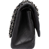 Chanel Quilted Lambskin Palladium Jumbo Double Flap Crossbody Bag