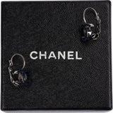 Chanel Black CC Emblem Earrings