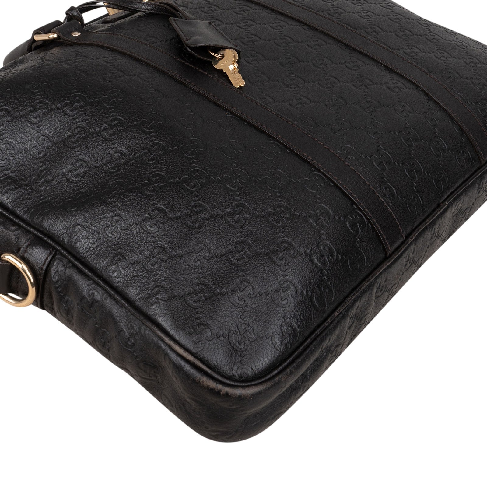 Gucci Black Guccissima Leather Business Handbag - vintageandkickz