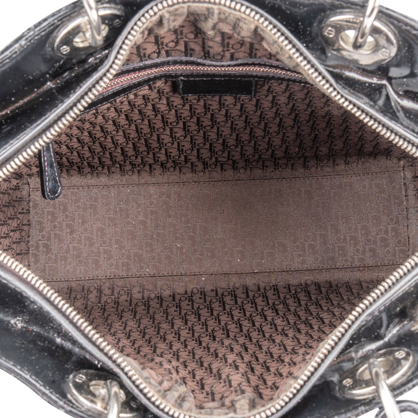 Christian Dior Quilted Patent Leather Lady Dior Handbag - vintageandkickz