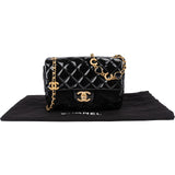 Chanel Quilted Patent Leather Mini Rectangular Single Flap Heart Chain Crossbody Bag
