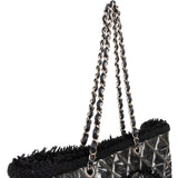 Chanel Patent Leather Fringed CC Large Shopping Tote Shoulder Bag