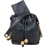 Chanel Caviar Leather CC Drawstring Bucket Crossbody Bag