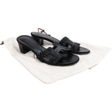 Hermès Special Edition Black Suede Crystal Oran Sandals (37)
