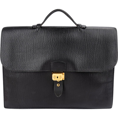 Hermès Noir Grained Fjord Leather Sac à Dépêches Business Handbag