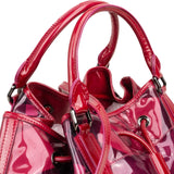 Burberry Red Transparent Vinyl Mega Check Drawstring Shoulder Handbag
