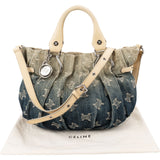 Celine Denim Ombre Monogram Croc-Embossed Leder Blason Pillow Crossbody Handbag