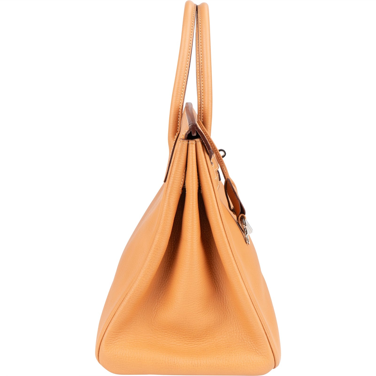 Hermès Fjord Leather Birkin 35 Handbag Beige Brown Palladium Hardware - vintageandkickz