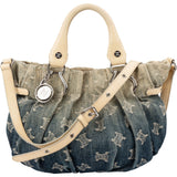 Celine Denim Ombre Monogram Croc-Embossed Leder Blason Pillow Crossbody Handbag