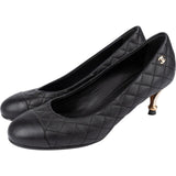 Chanel Black Quilted Leather Cap Toe Pumps (36,5)