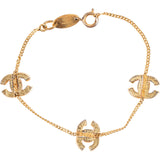 Chanel Vintage 1982 Crystal CC Emblem Charm Bracelet Armband