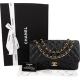 Chanel Quilted Caviar Leather Jumbo Double Flap Shoulder Bag