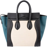 Celine Tricolor Canvas Leather Luggage Tote Handbag