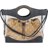 Chanel 31 Transparent PVC Denim Raffia Tote Shopper Shoulder Bag