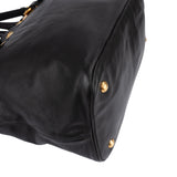 Prada Black Soft Calfskin Buckle Tote Handbag