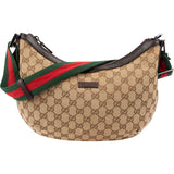 Gucci Monogram GG Canvas Web Strap Half Moon Crossbody Bag