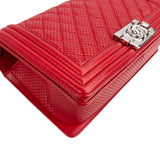 Chanel Perforated Quilted Lambskin Palladium Medium Boy Crossbody Bag