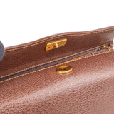 Gucci Brown Leather Bamboo Lock Top Handle Handbag