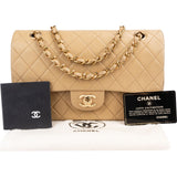 Chanel Quilted Lambskin Medium 24K Gold Double Flap Shoulder Bag