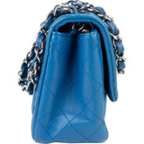 Chanel Quilted Lambskin Palladium Mini Square Single Flap Crossbody Bag