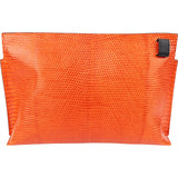 Loewe Orange Lizard-Embossed Leather T Pouch