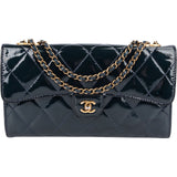 Chanel Quilted Patent Leather Single Flap Crossbody Bag - vintageandkickz