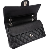 Chanel Quilted Caviar Leather Palladium Medium Double Flap Shoulder Bag