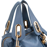 Chloé Blue Grained Leather Small Paraty Shoulder Handbag