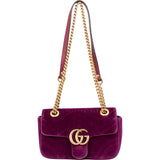 Gucci Velvet Matelassé GG Marmont Small Crossbody Bag