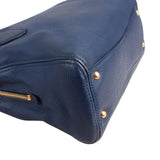Miu Miu Blue Vitello Daino Leather Tote Handbag