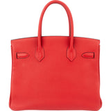 Hermès Rouge Garance Togo Leather Palladium Birkin 30 Handbag