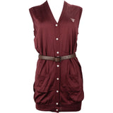 Prada Wine Red Cotton Knit Button Cardigan Sleeveless Top Dress (IT38)