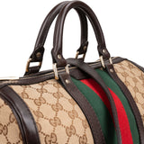 Gucci Monogram GG Canvas Web Boston Handbag