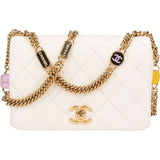 Chanel Quilted Lambskin Single Flap Chain Charms Single Flap Crossbody Handbag