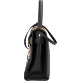 Valentino Black Leather Animal Fantasia Embroidered Joylock Top Handle Handbag