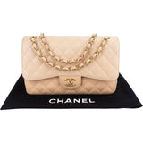 Chanel Caviar Leather Jumbo Double Flap Shoulder Crossbody Bag