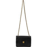 Chanel Vertical Quilted Lambskin 24K Gold Single Flap Crossbody Bag
