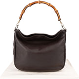 Gucci Brown Leather Bamboo Handle Hobo Handbag