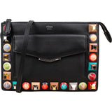 Fendi Black Leather Rainbow Studded Crossbody Bag