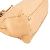 Prada Beige Deerskin Leather Cervo Vitello Daino Top Handle Hobo Handbag