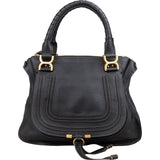 Chloé Black Grained Calfskin Marcie Satchel Handbag