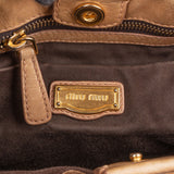 Miu Miu Vitello Lux Leather Gathered Drawstring Satchel Handbag
