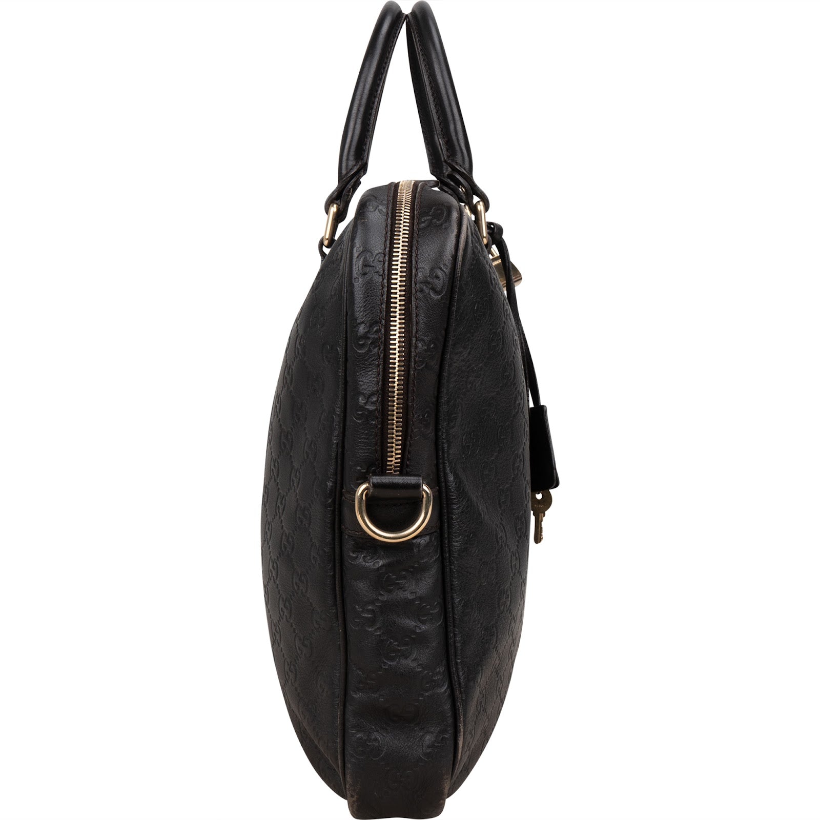 Gucci Black Guccissima Leather Business Handbag - vintageandkickz